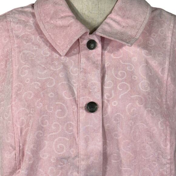 CJ Banks 2X-Large (20/22W) Corduroy Vest Jacket Button-Up Pockets Collared Pink - Picture 2 of 10